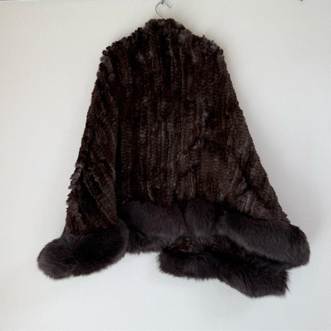 グレースコンチネンタル ファー ケープ ポンチョ ラビット フォックス