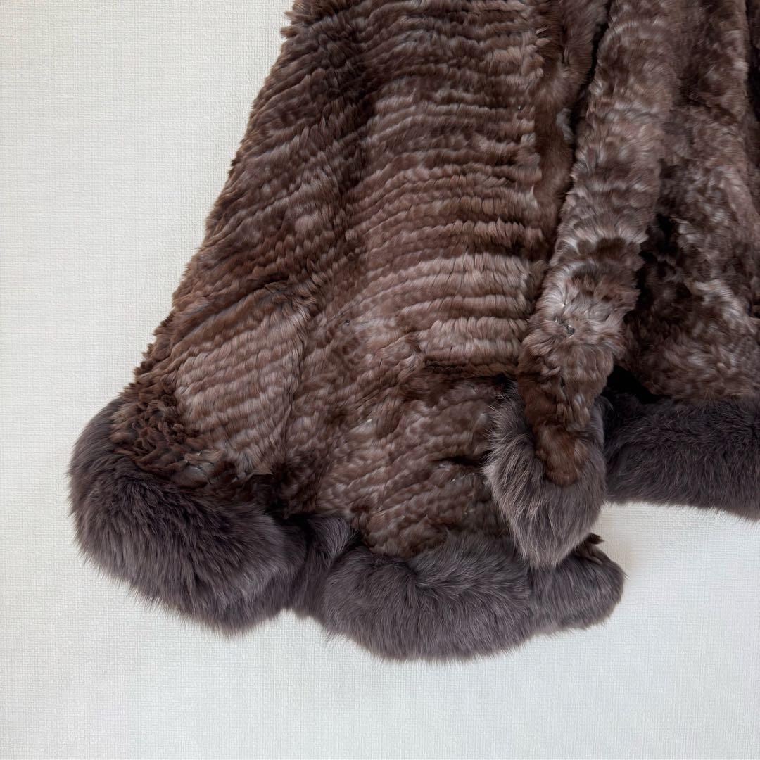 グレースコンチネンタル ファー ケープ ポンチョ ラビット フォックス