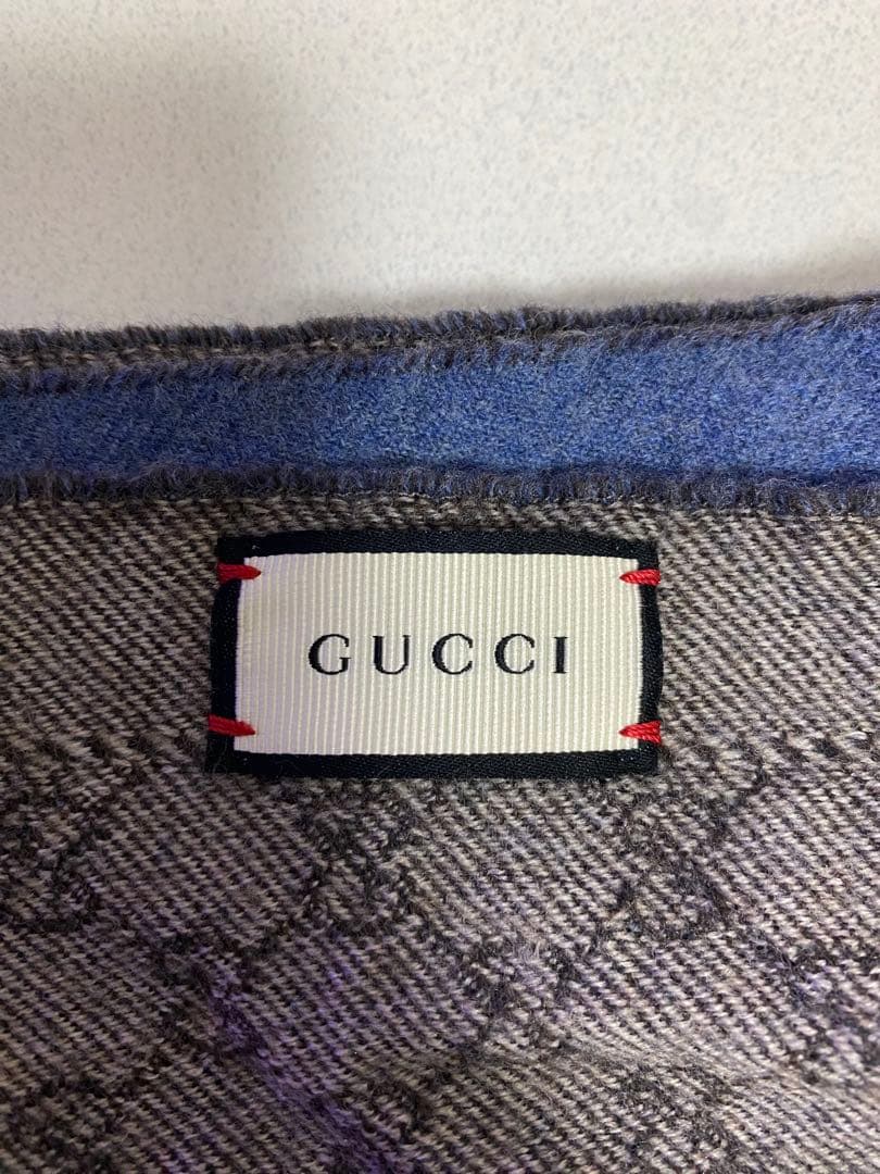 Gucci GGパターン マフラー グレー/ダークブルー