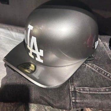 New Era LAロゴ 半帽 グレー バイク 原付 青ナンバー