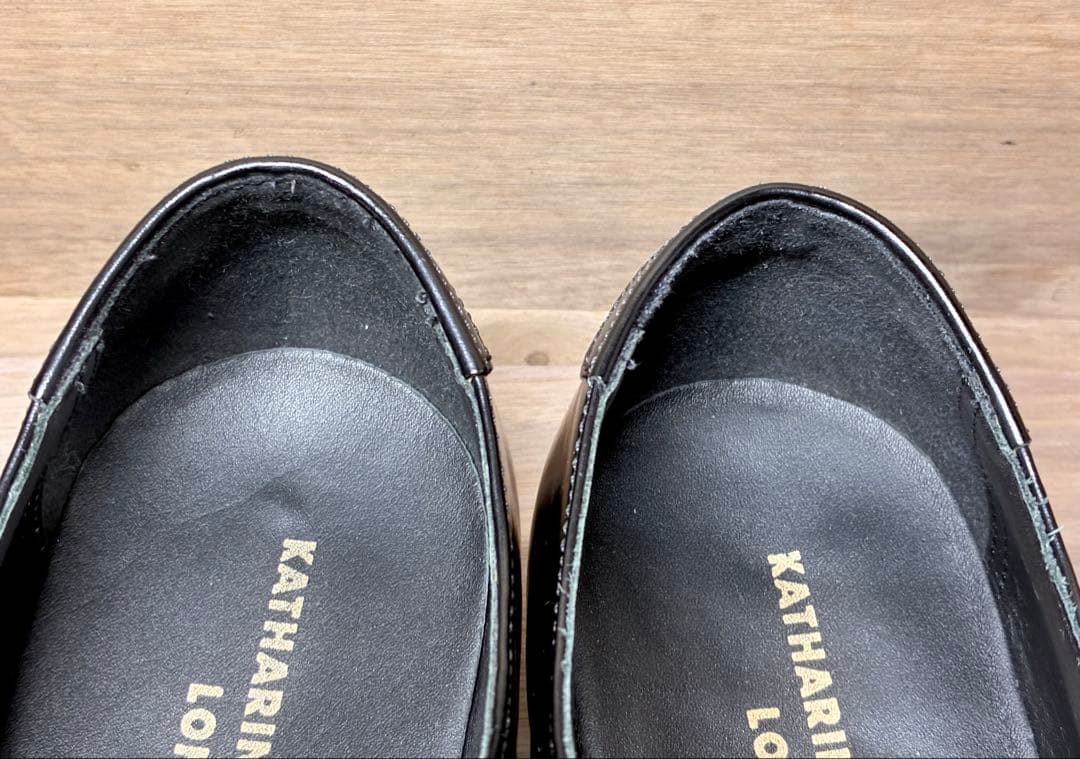 【未使用級】キャサリンハムネット ストレートチップ 黒 レザー 25cm 美品