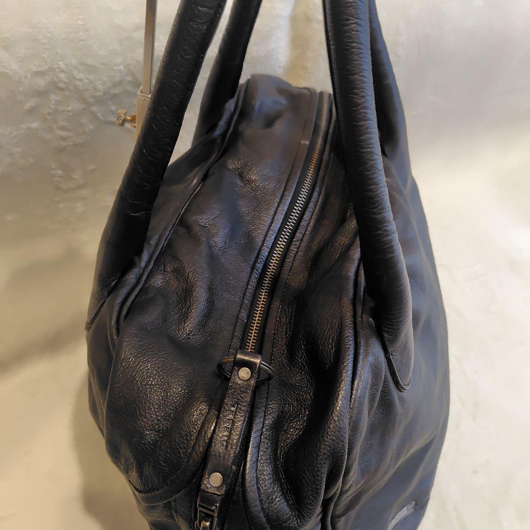 Y2K DIESEL メタルロゴ　レザー　ボストンバッグ　大容量　黒