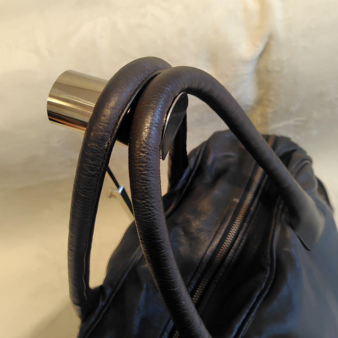 Y2K DIESEL メタルロゴ　レザー　ボストンバッグ　大容量　黒