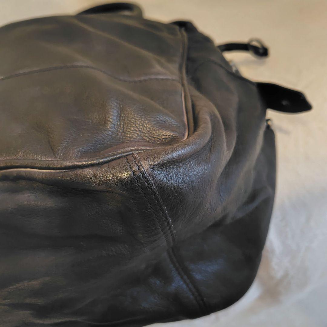 Y2K DIESEL メタルロゴ　レザー　ボストンバッグ　大容量　黒