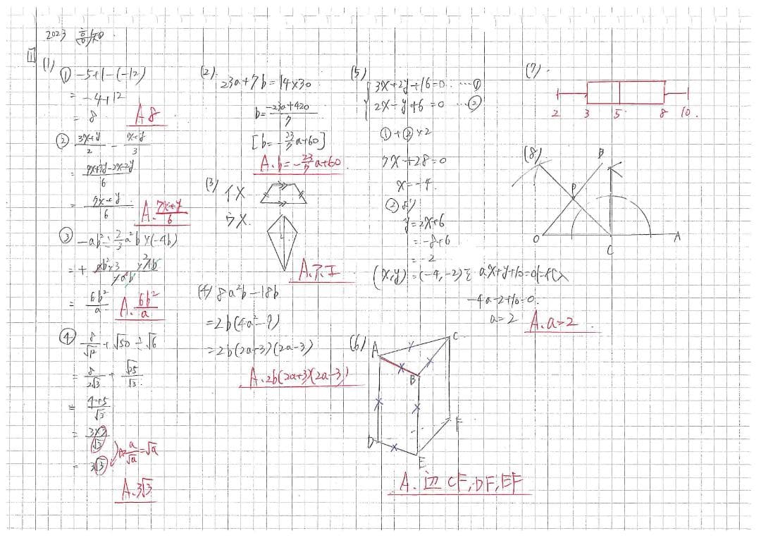 塾講師オリジナル数学解説 全問動画付 高知 公立高校入試 2022-24 過去問