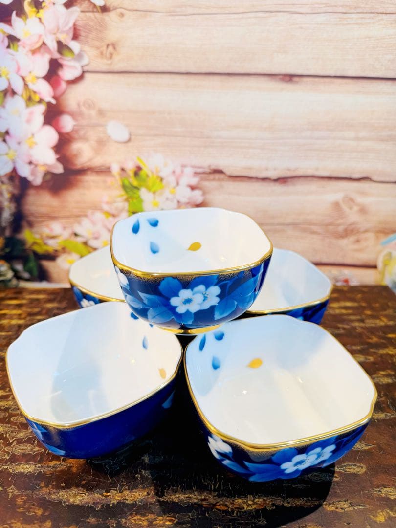 乃りたけ 金彩瑠璃色 小鉢 ５つセット