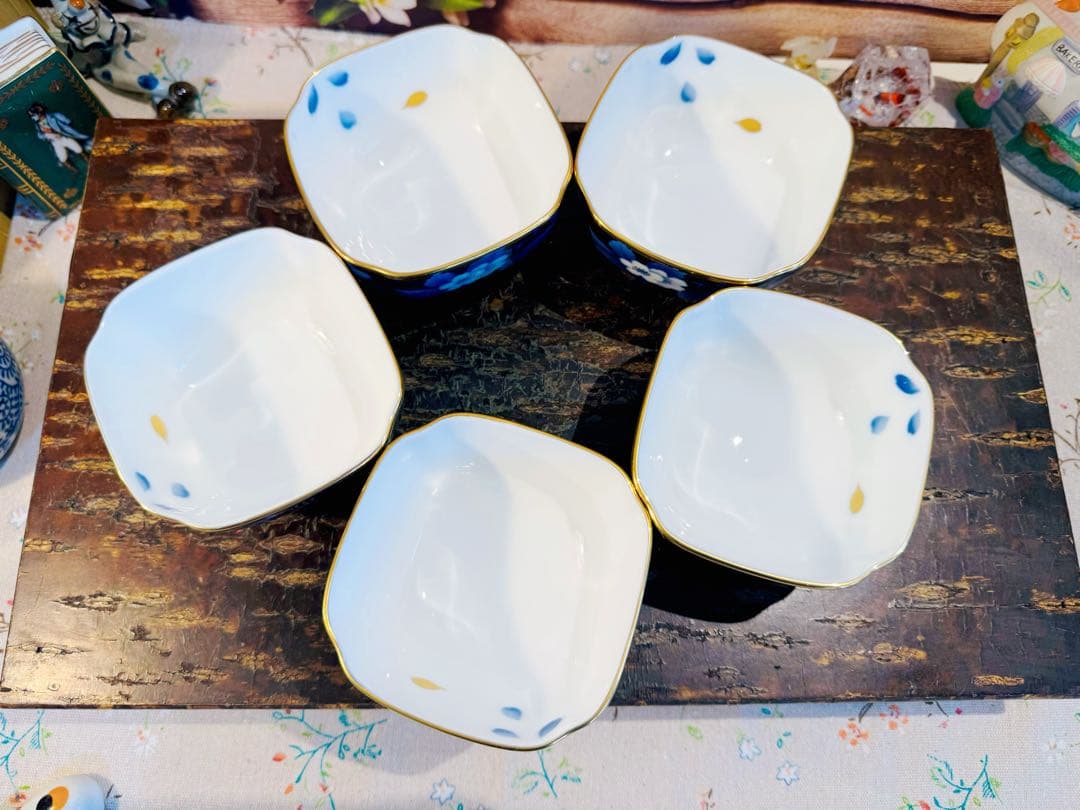 乃りたけ 金彩瑠璃色 小鉢 ５つセット