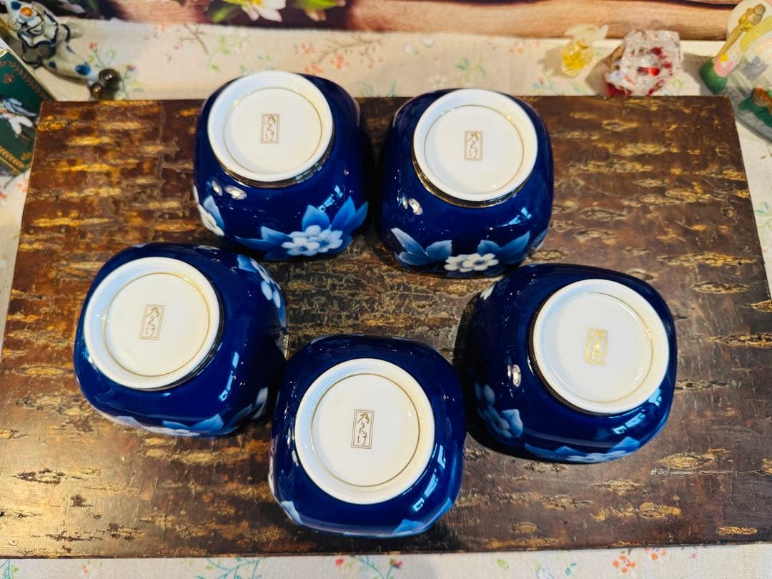 乃りたけ 金彩瑠璃色 小鉢 ５つセット