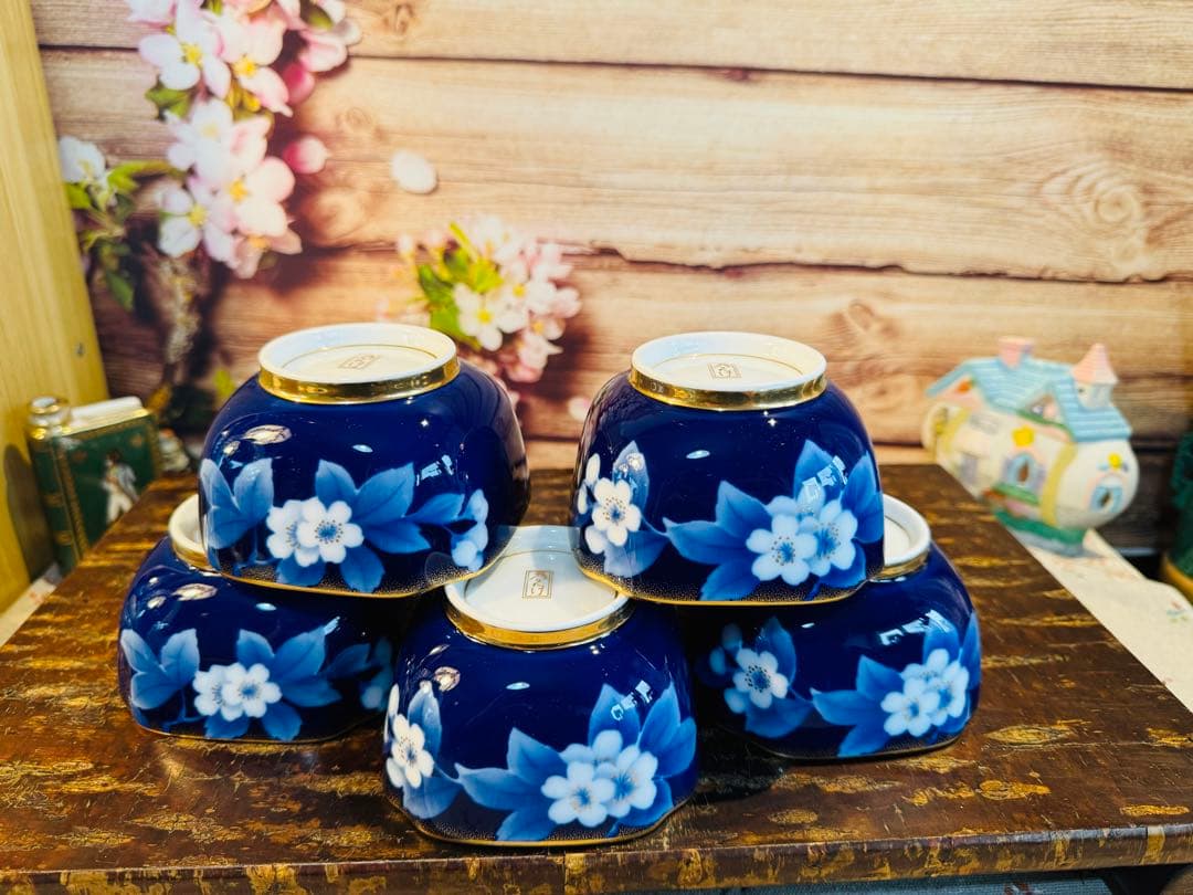 乃りたけ 金彩瑠璃色 小鉢 ５つセット