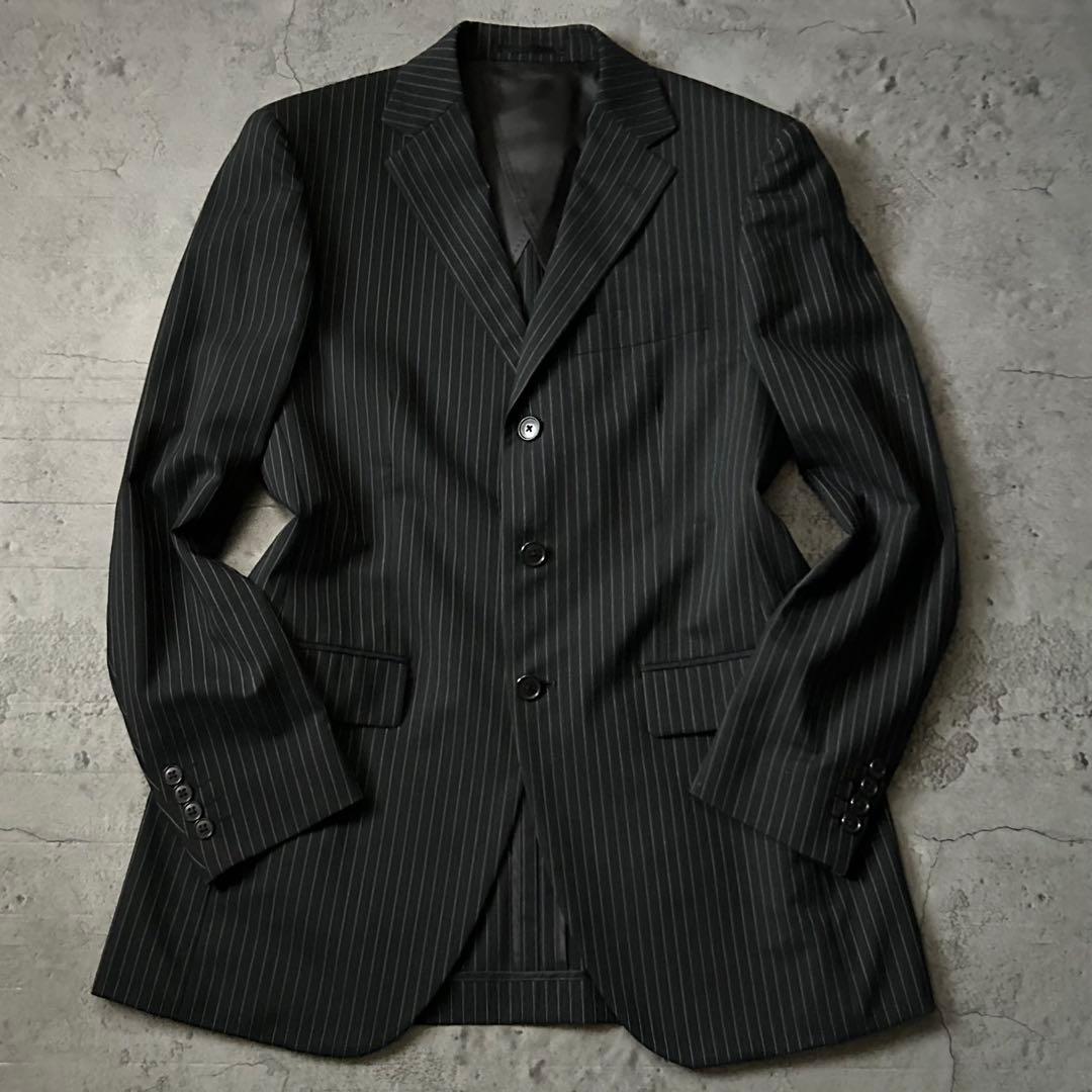 極美品 五大陸 ゴタイリク ブラック セットアップスーツ ピンストライプ A5