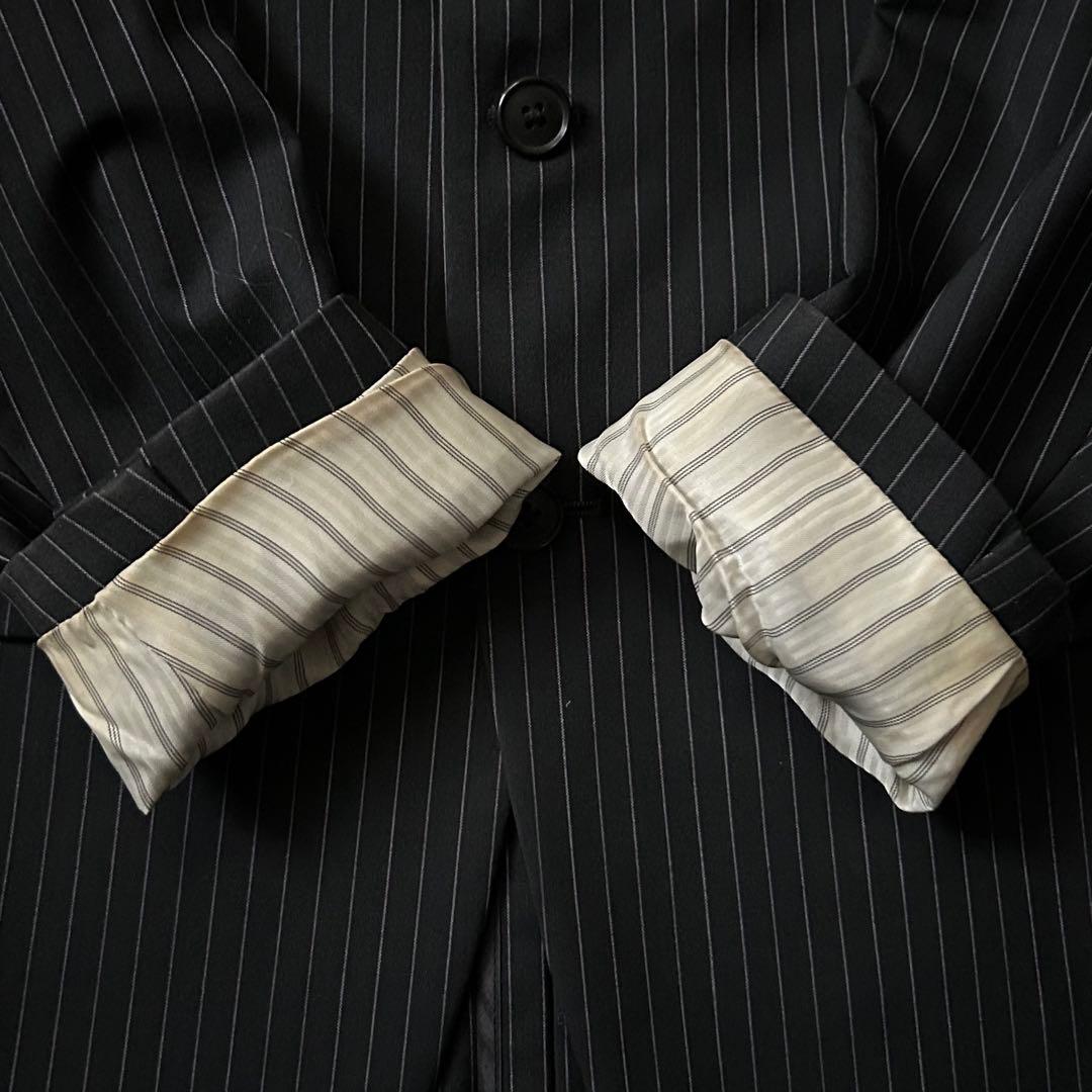 極美品 五大陸 ゴタイリク ブラック セットアップスーツ ピンストライプ A5