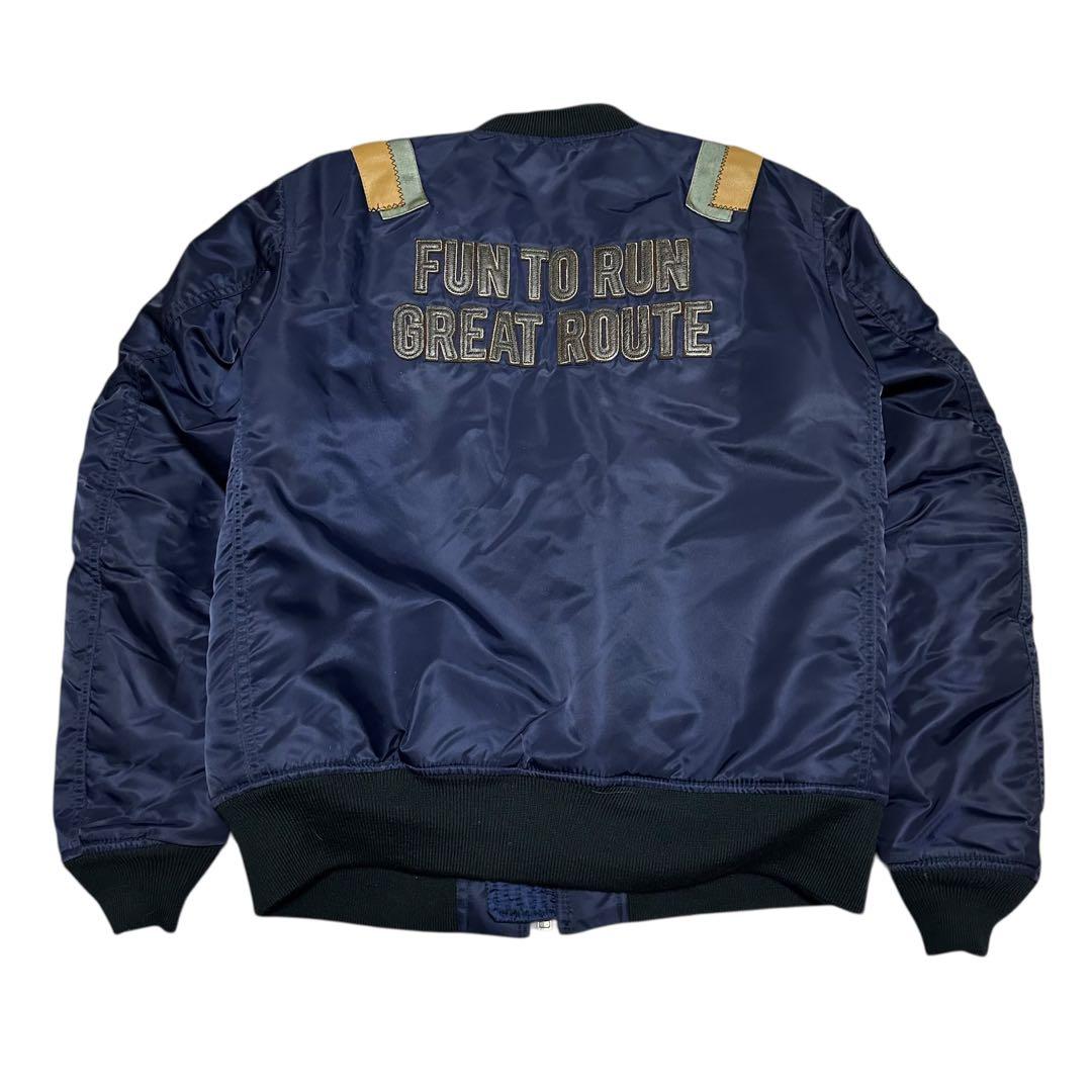 アヴィレックス　MA-1 ワッペン　裏地総柄　フライトジャケット　ネイビー　L