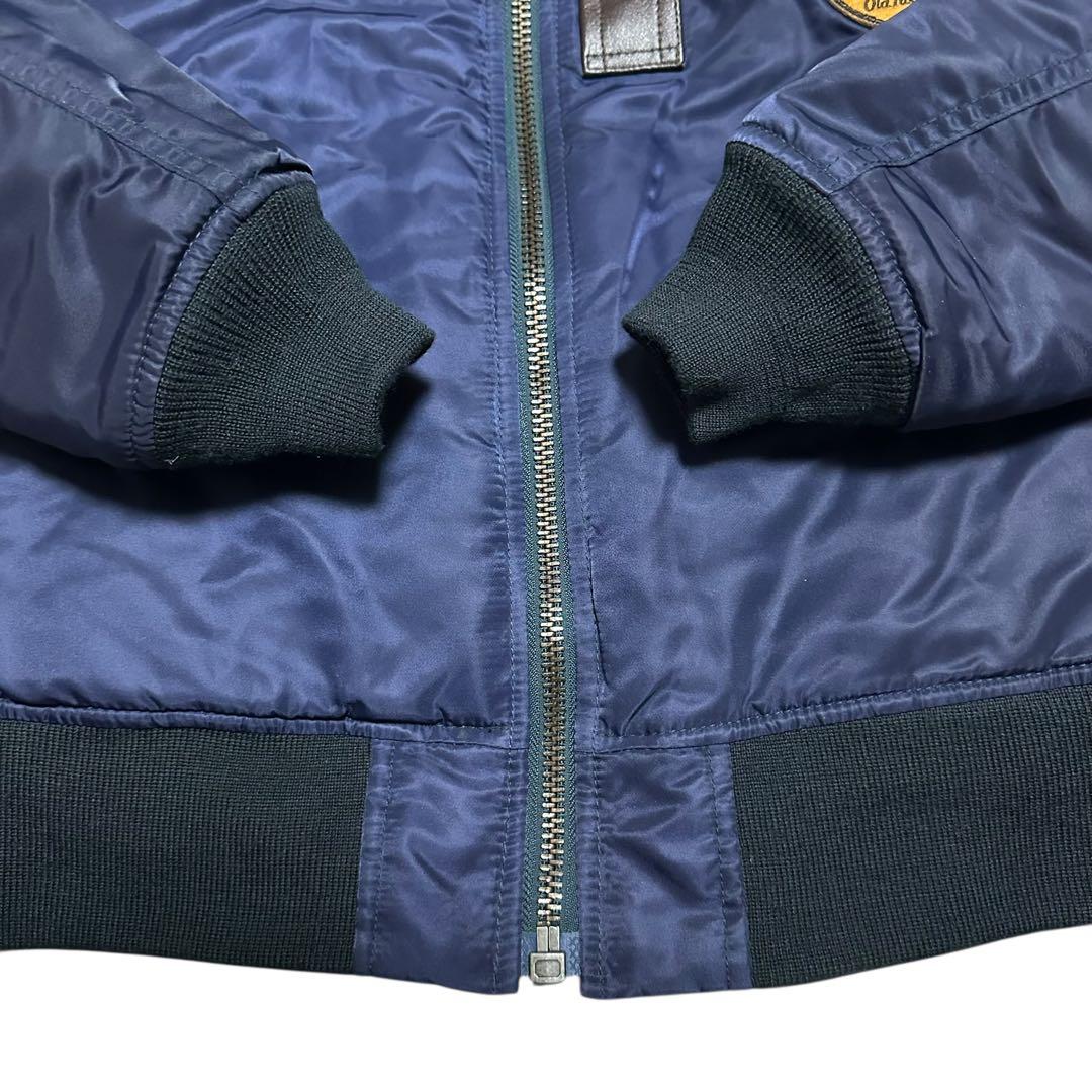 アヴィレックス　MA-1 ワッペン　裏地総柄　フライトジャケット　ネイビー　L