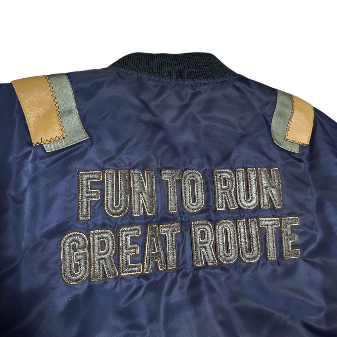 アヴィレックス　MA-1 ワッペン　裏地総柄　フライトジャケット　ネイビー　L