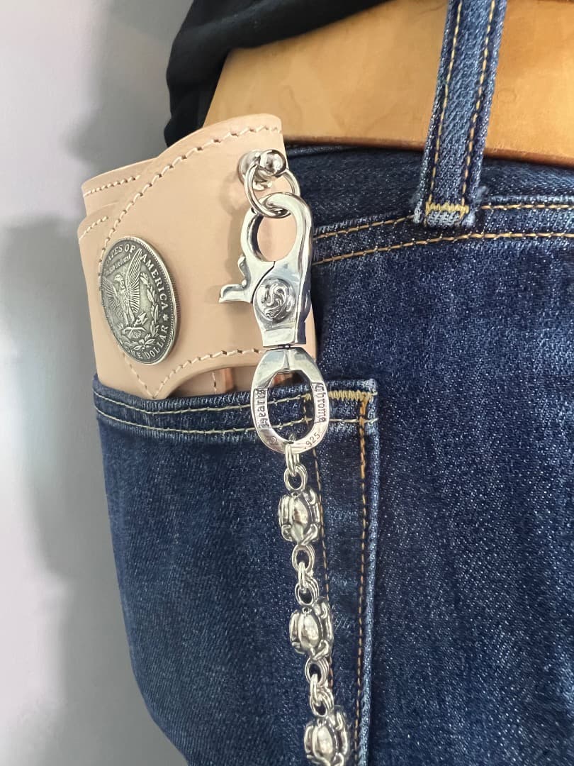 バイカー必須　ウォレット用ハート型　シルバーチェーン　TYPE3　QBKB001