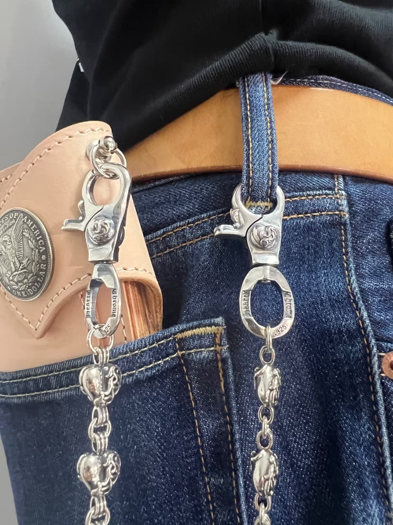 バイカー必須　ウォレット用ハート型　シルバーチェーン　TYPE3　QBKB001