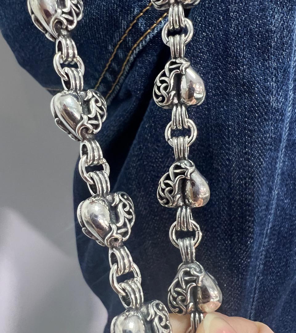 バイカー必須　ウォレット用ハート型　シルバーチェーン　TYPE3　QBKB001