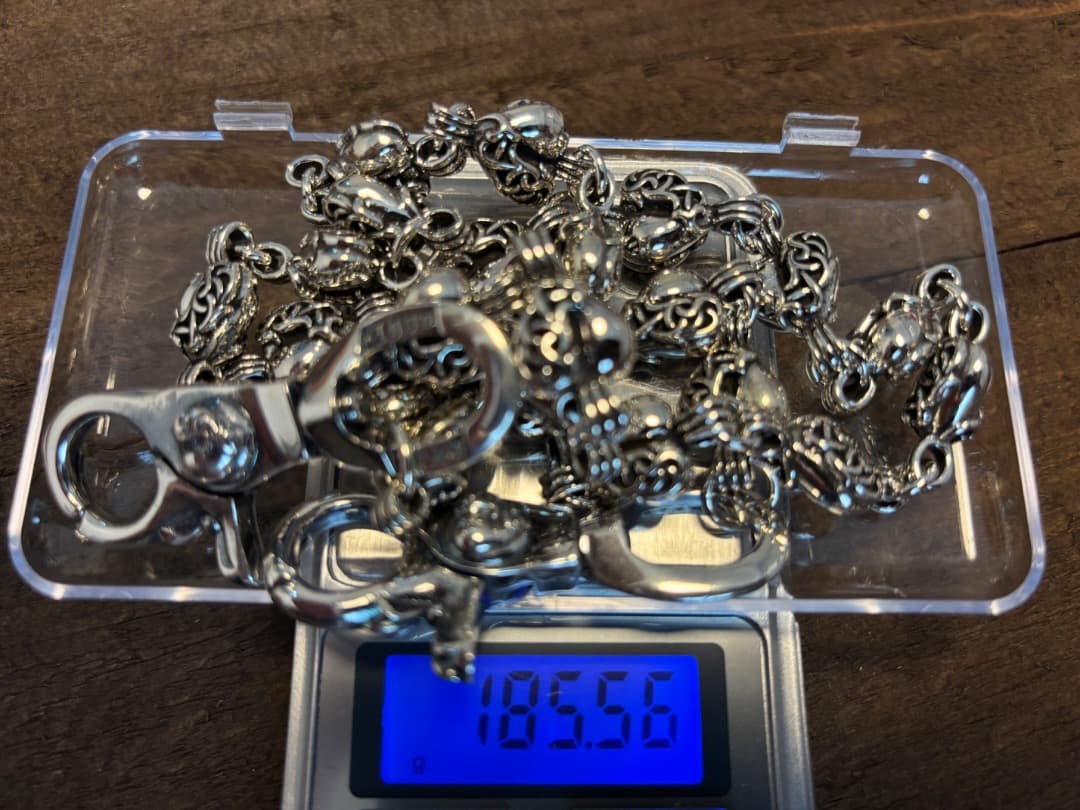 バイカー必須　ウォレット用ハート型　シルバーチェーン　TYPE3　QBKB001