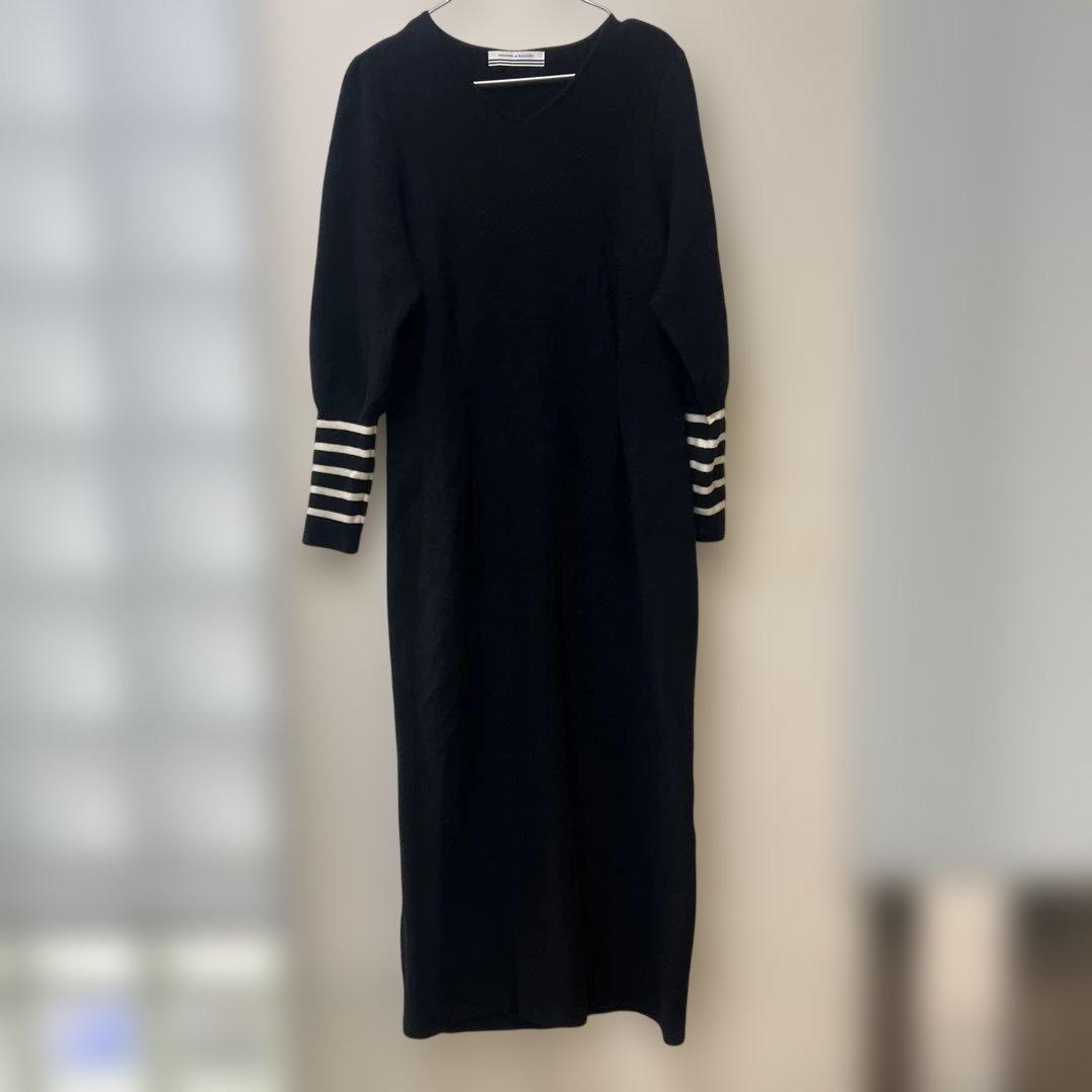 BORDERS at BALCONY ブラック ロングニットワンピース38サイズ