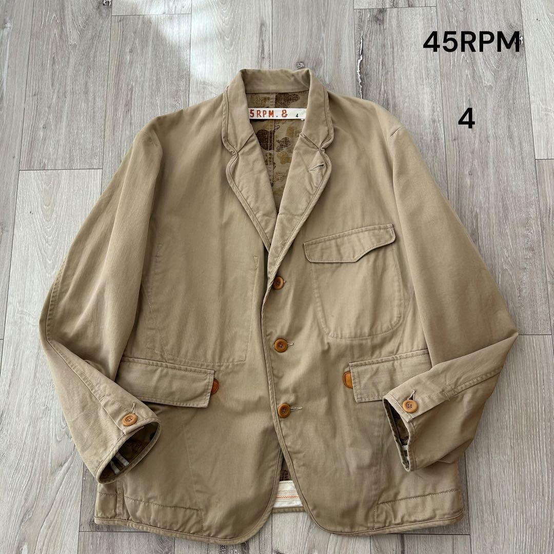 45RPM コットン テーラードジャケット カバーオール ベージュ 4 裏地カモ