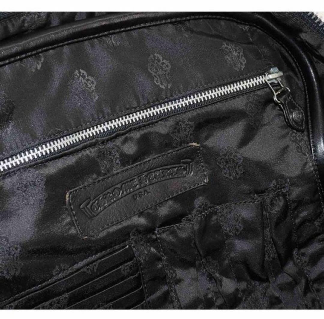 ひ*。様 CHROME HEARTSバッグセメタリークロスナイロンレザーブラック