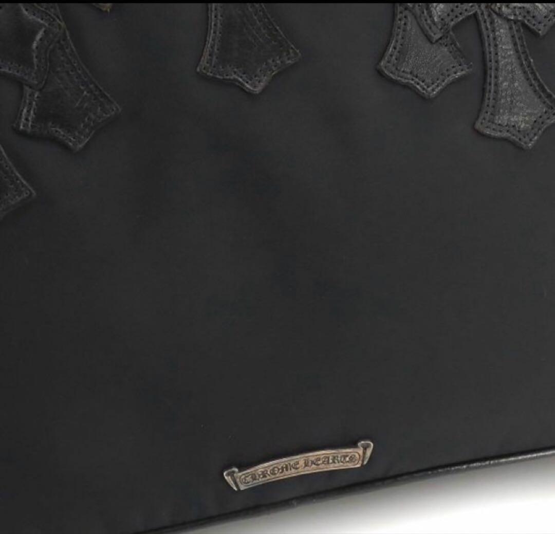 ひ*。様 CHROME HEARTSバッグセメタリークロスナイロンレザーブラック