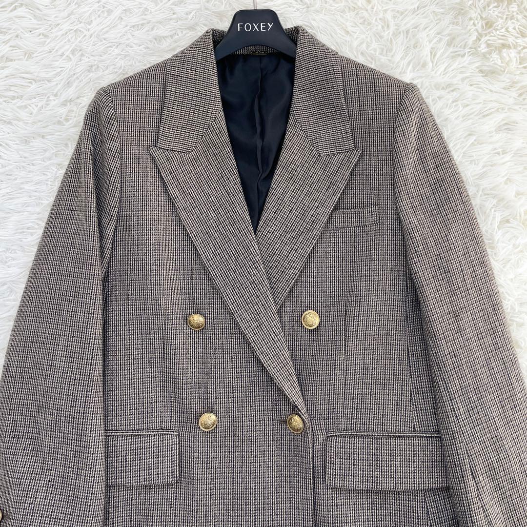 ミラ オーウェン　チェック金釦ダブルブレストブレザー　今季25年