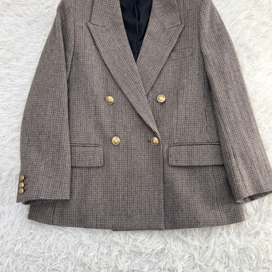 ミラ オーウェン　チェック金釦ダブルブレストブレザー　今季25年