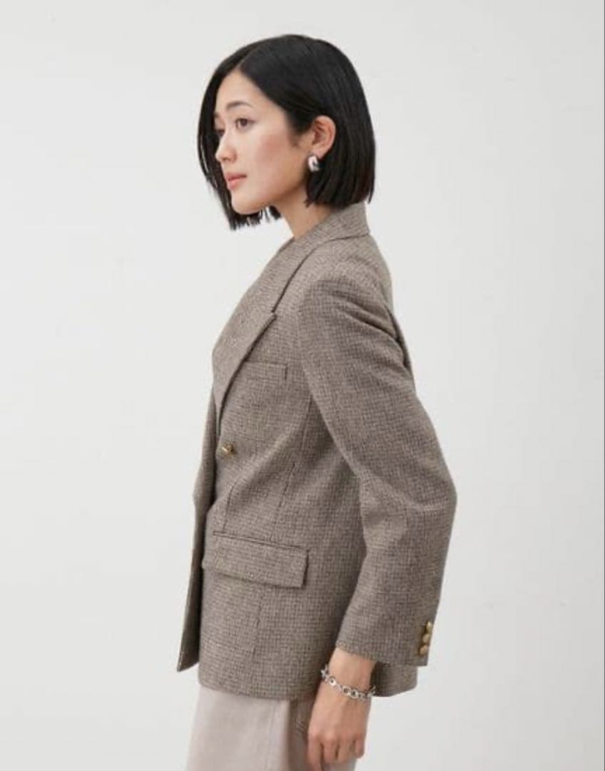 ミラ オーウェン　チェック金釦ダブルブレストブレザー　今季25年