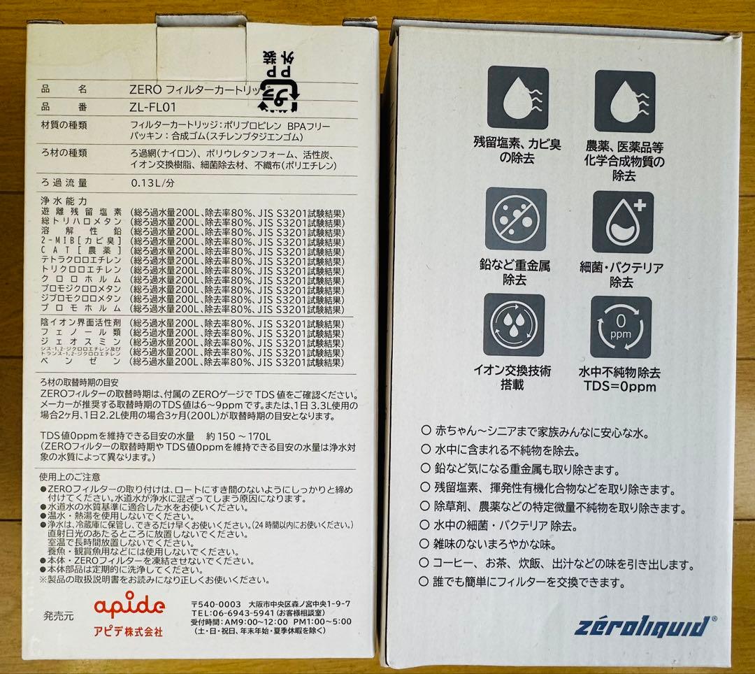 ZERO PITCHER ゼロピッチャー 型浄水器とフィルター3本