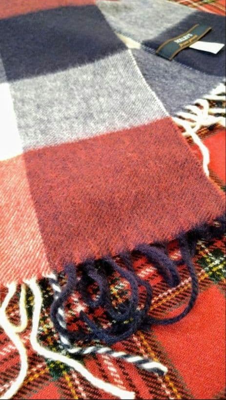 【NOLLEY'S】カシミヤ100% トリコロールチェック柄マフラー