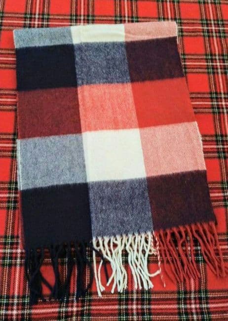 【NOLLEY'S】カシミヤ100% トリコロールチェック柄マフラー