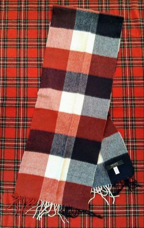 【NOLLEY'S】カシミヤ100% トリコロールチェック柄マフラー