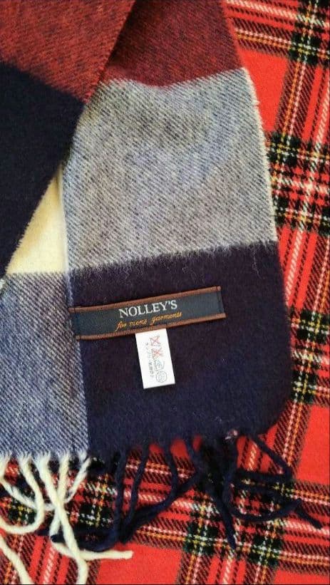 【NOLLEY'S】カシミヤ100% トリコロールチェック柄マフラー