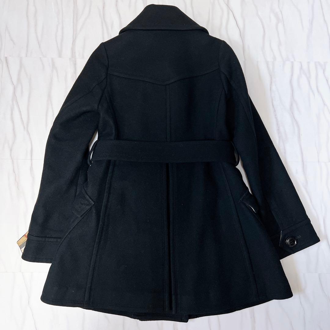 バーバリーブルーレーベル コート ダブル アンゴラ ベルト ノバチェック 38