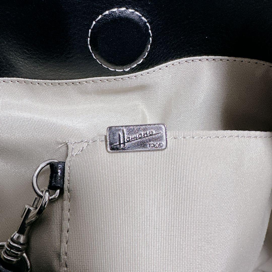 HAMANO 濱野 ショルダーバッグ 2way ブラック 黒 エナメル A4