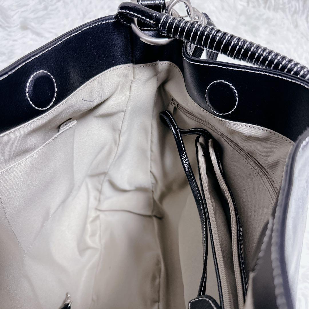 HAMANO 濱野 ショルダーバッグ 2way ブラック 黒 エナメル A4