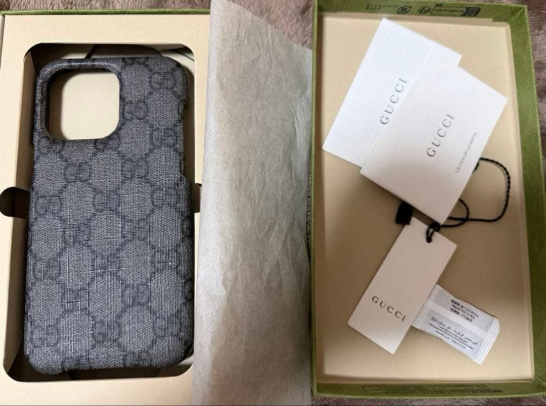 GUCCI GGパターン レザーケース iPhone15ProMAX