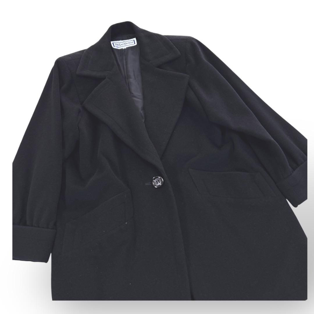 美品　YSL イヴサンローラン　コート　1ボタン　黒　ブラック　ウール