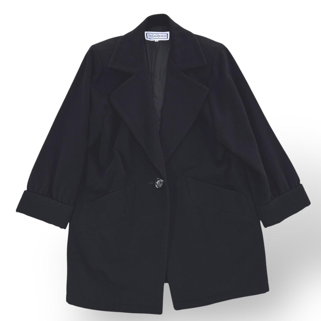 美品　YSL イヴサンローラン　コート　1ボタン　黒　ブラック　ウール