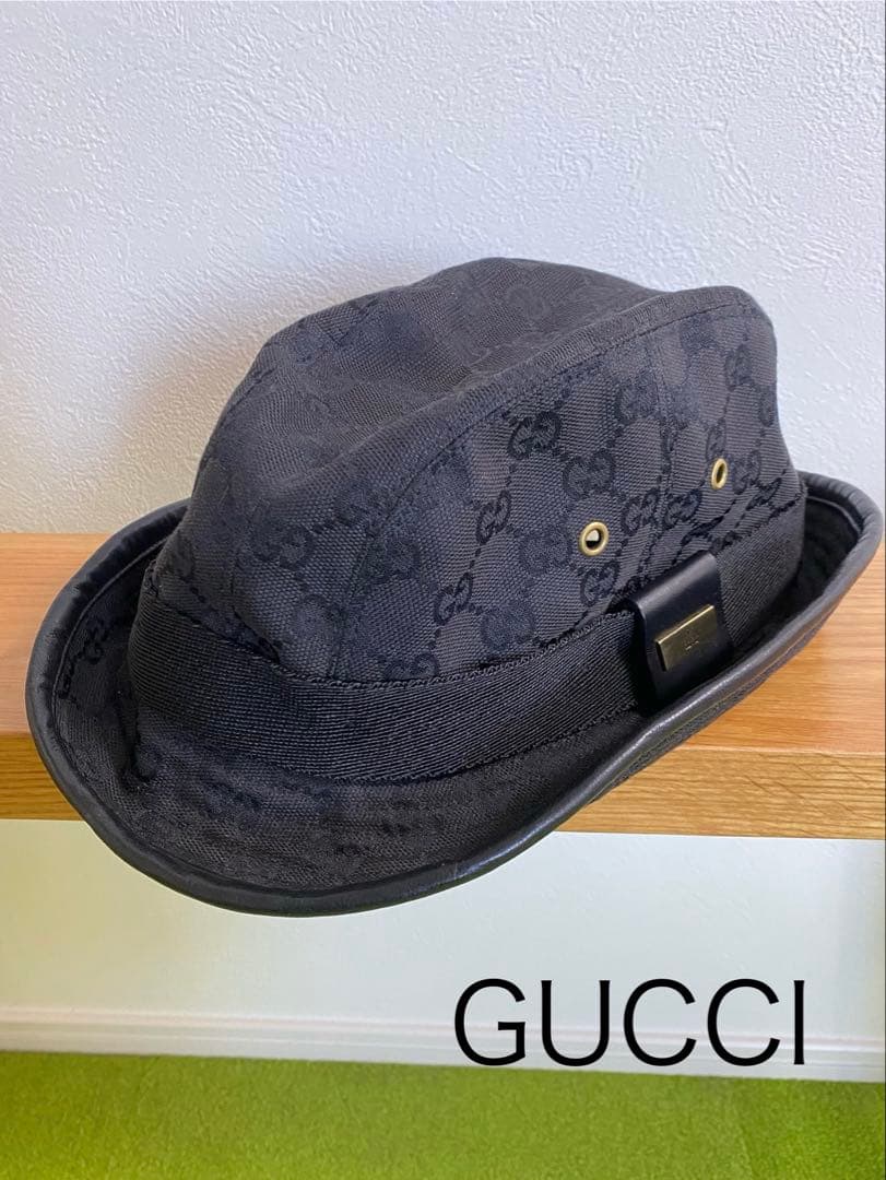 【最終値下げ！】【レア！ヴィンテージ】GUCCI ハット モノグラム 黒