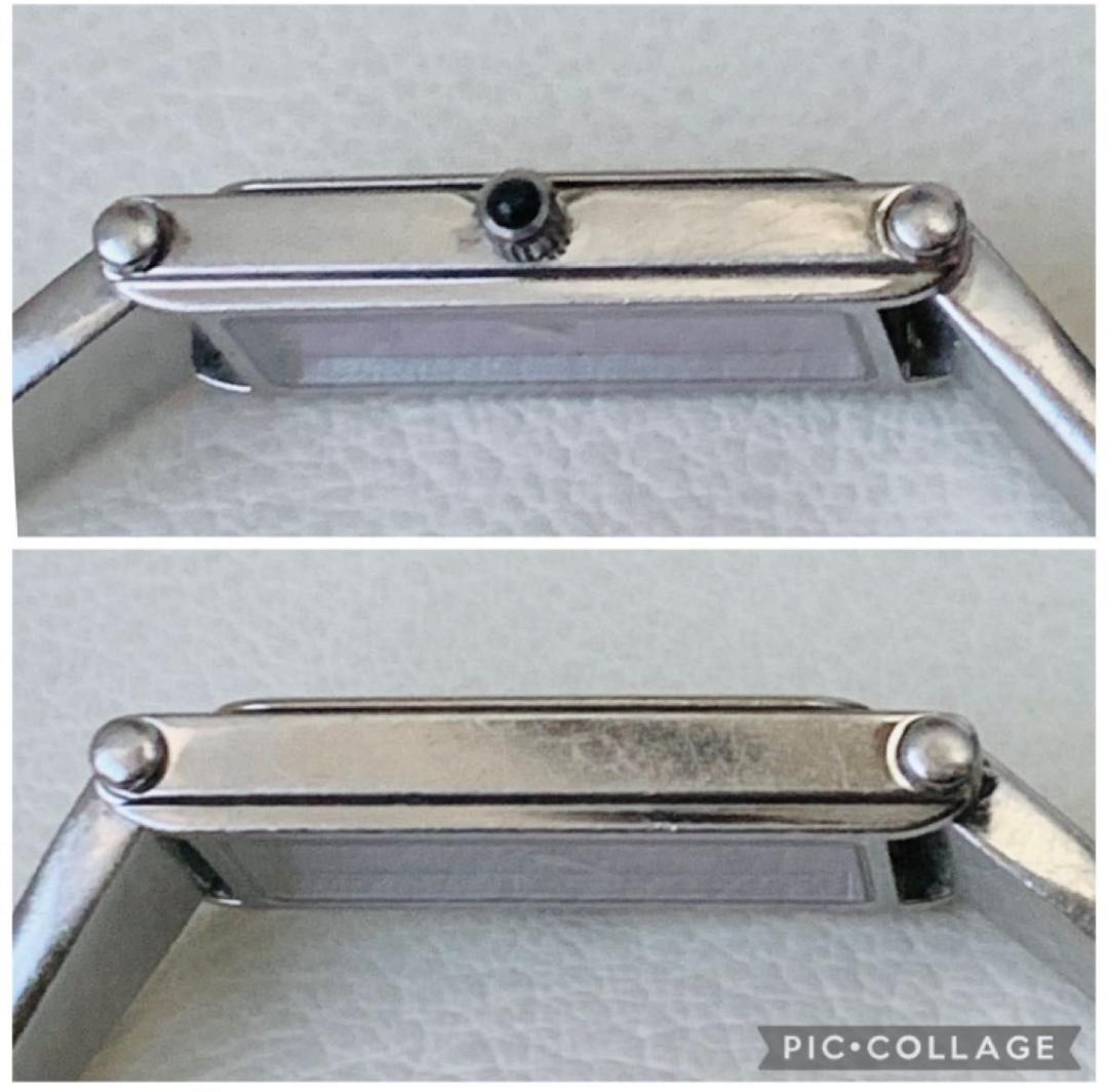 稼働品 グッチ 時計 バングル 1500L ピンク シェル スクエア GUCC