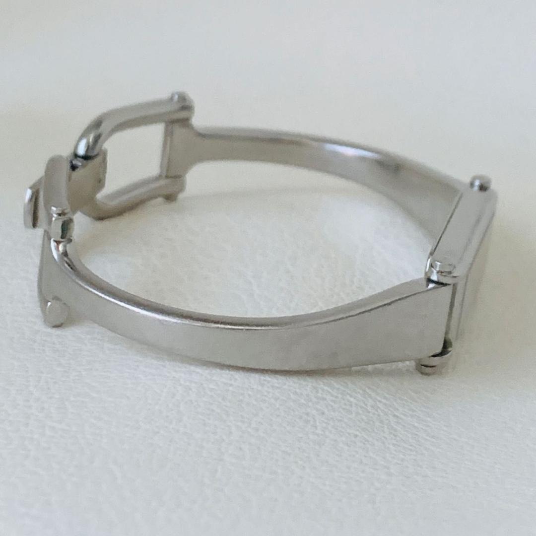 稼働品 グッチ 時計 バングル 1500L ピンク シェル スクエア GUCC