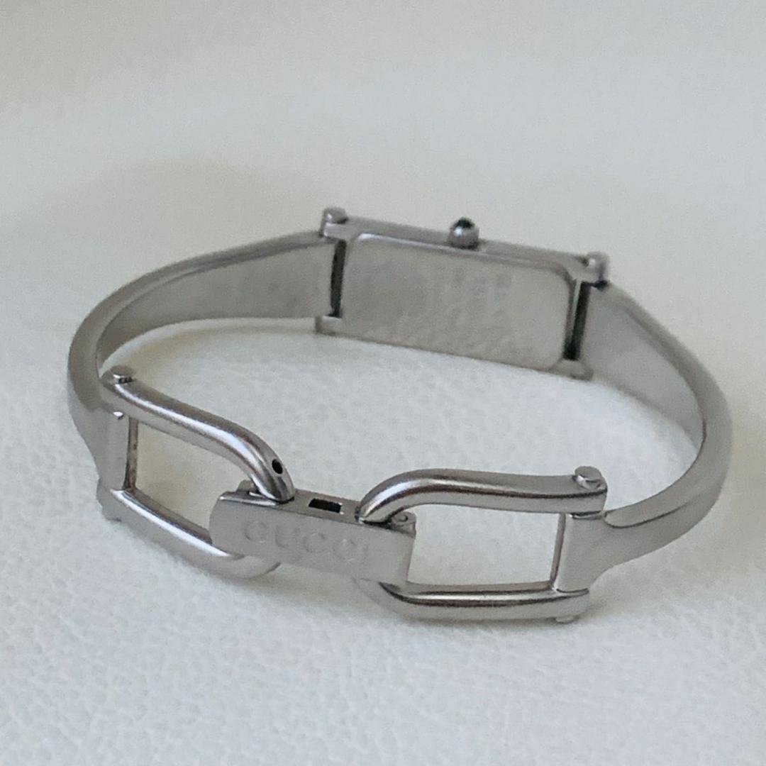 稼働品 グッチ 時計 バングル 1500L ピンク シェル スクエア GUCC