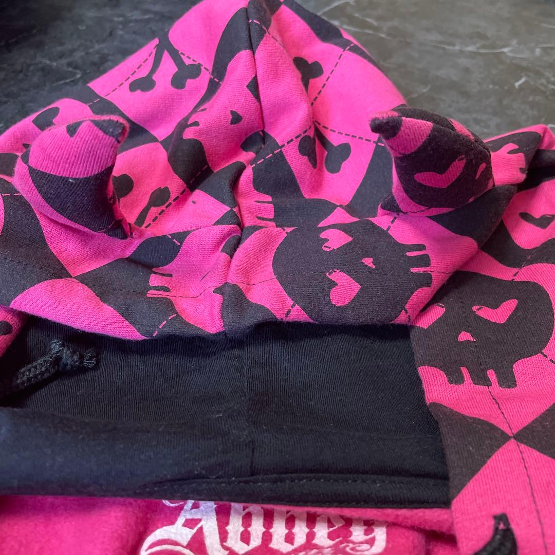 Abbey Dawn スカル総柄 ジップパーカー ピンク×ブラック M 新品