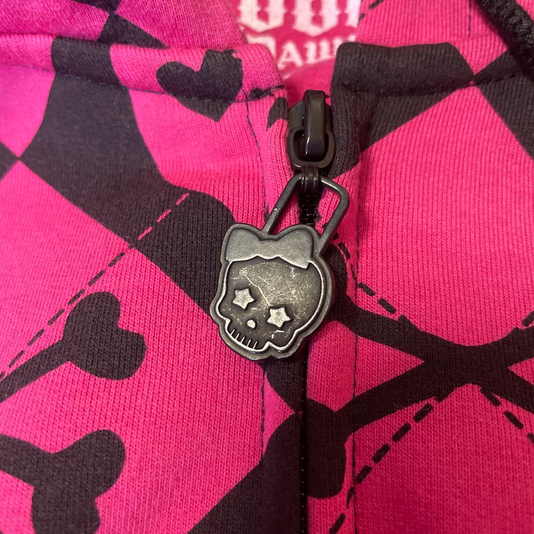 Abbey Dawn スカル総柄 ジップパーカー ピンク×ブラック M 新品