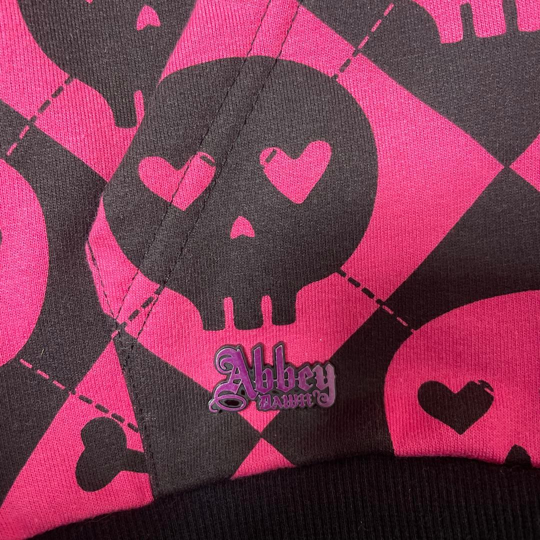 Abbey Dawn スカル総柄 ジップパーカー ピンク×ブラック M 新品
