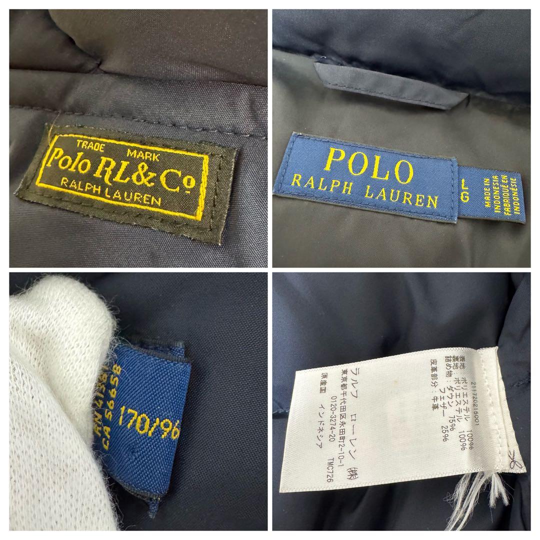 【レディース】【美品】サイズL ポロ　ラルフローレン ダウンベスト　ネイビー