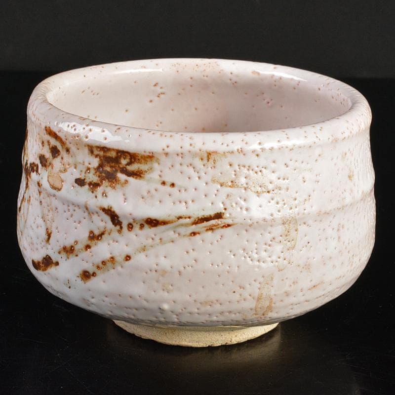 人間国宝　荒川豊蔵作　志野焼　絵志野　茶碗　仕覆付　共箱二重箱　D　R6864