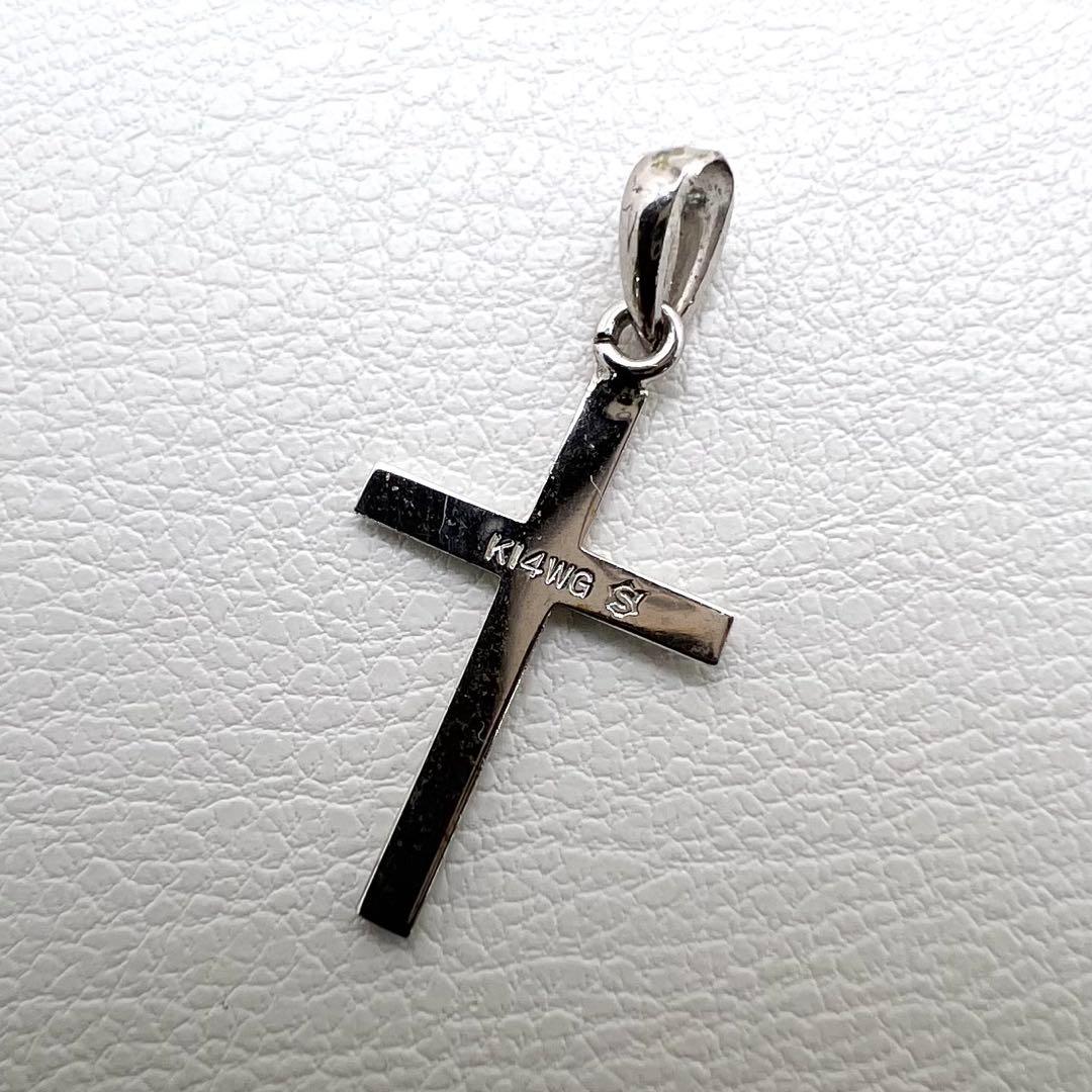 K14WG ホワイトゴールド　クロス　ペンダントトップ　0.43 g